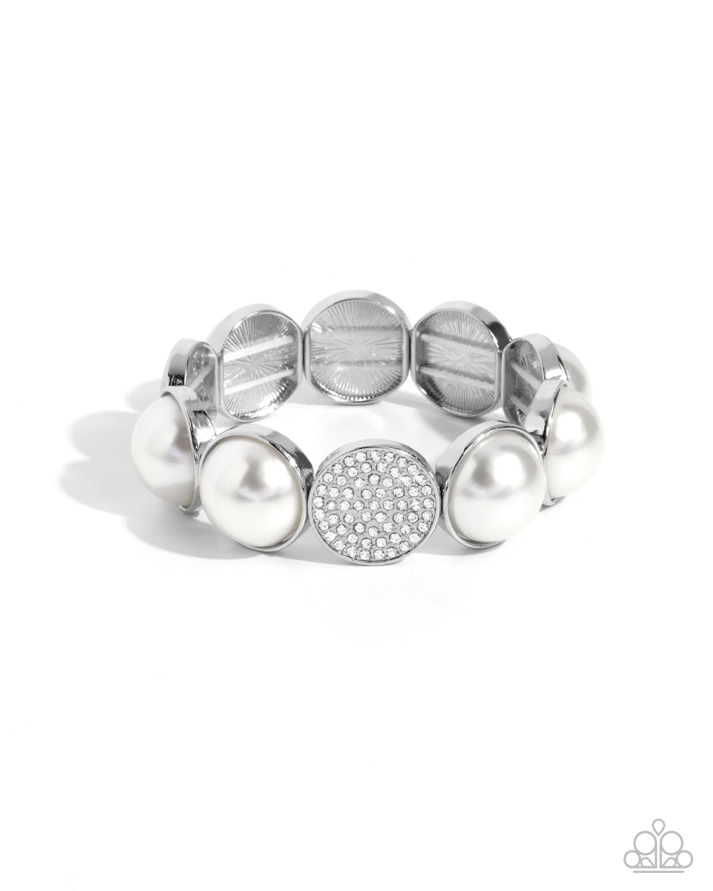Believable Bling - White - Pearl and Rhinestone Paparazzi Stretchy Bracelet