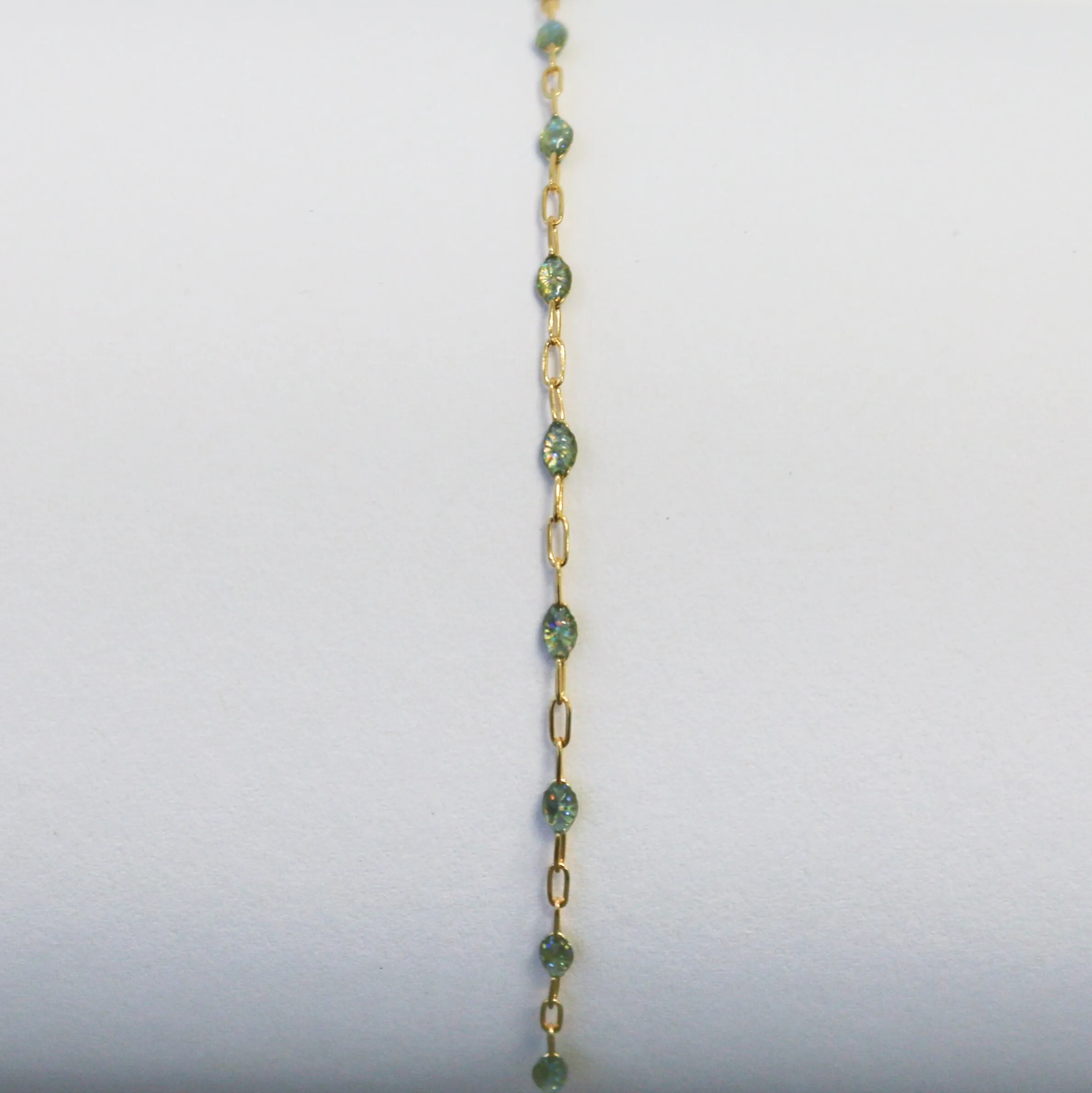 Benedetta Permanent Jewelry Chain, Opal Enamel Design, Cable Links, Available in Gold Filled and Sterling Silver