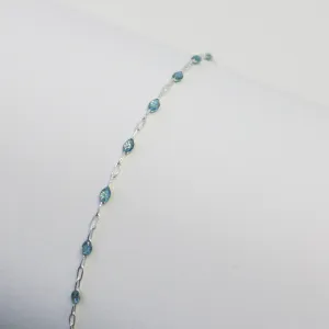 Benedetta Permanent Jewelry Chain, Opal Enamel Design, Cable Links, Available in Gold Filled and Sterling Silver
