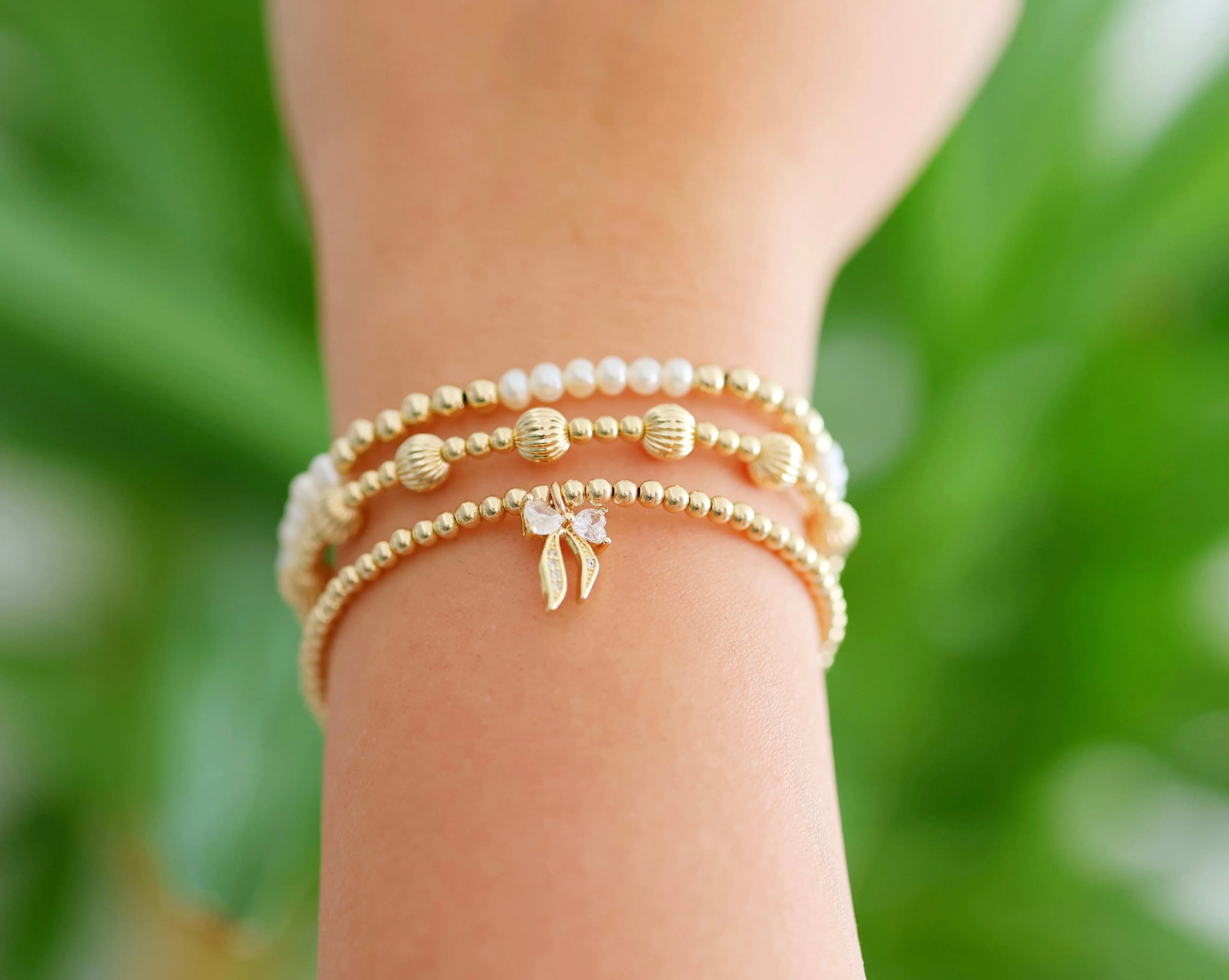BEVERLY HILLS | Anti-tarnish 14K Gold Filled Balls and Pearls Stack Bracelet