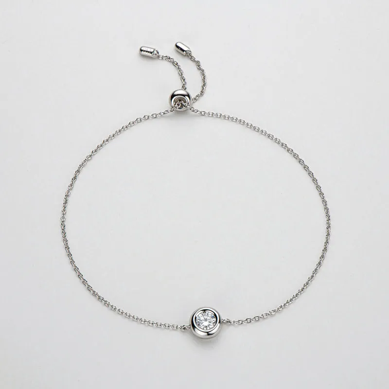 Bezel Setting Round Cut Moissanite Diamond Bracelet