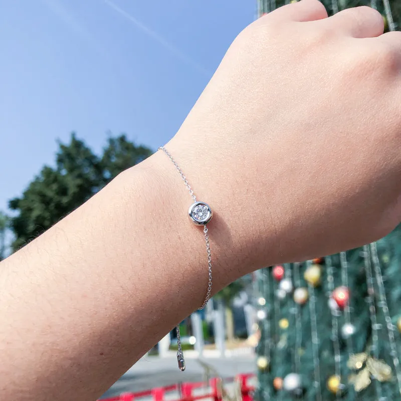 Bezel Setting Round Cut Moissanite Diamond Bracelet