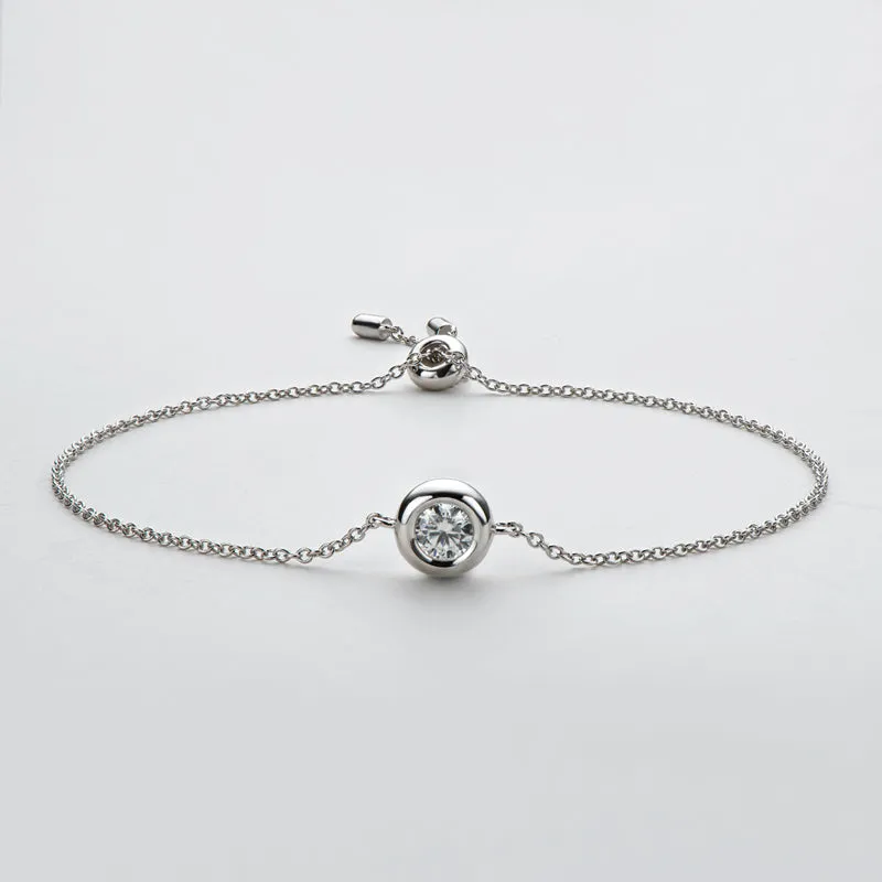 Bezel Setting Round Cut Moissanite Diamond Bracelet