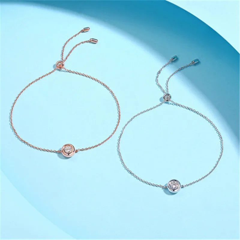 Bezel Setting Round Cut Moissanite Diamond Bracelet