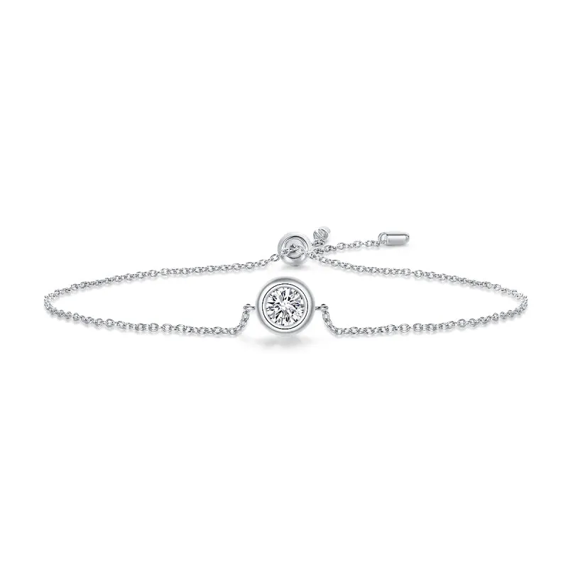 Bezel Setting Round Cut Moissanite Diamond Bracelet