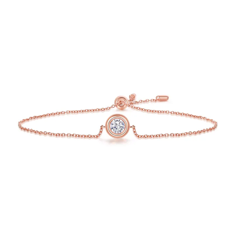 Bezel Setting Round Cut Moissanite Diamond Bracelet