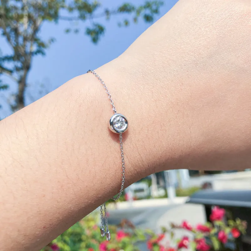 Bezel Setting Round Cut Moissanite Diamond Bracelet