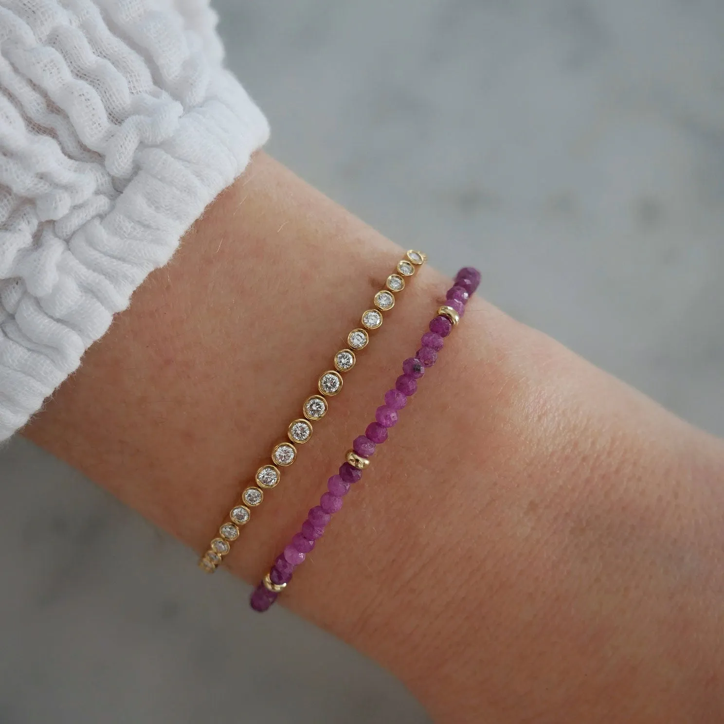 Birthstone Bead Bracelet In Ruby