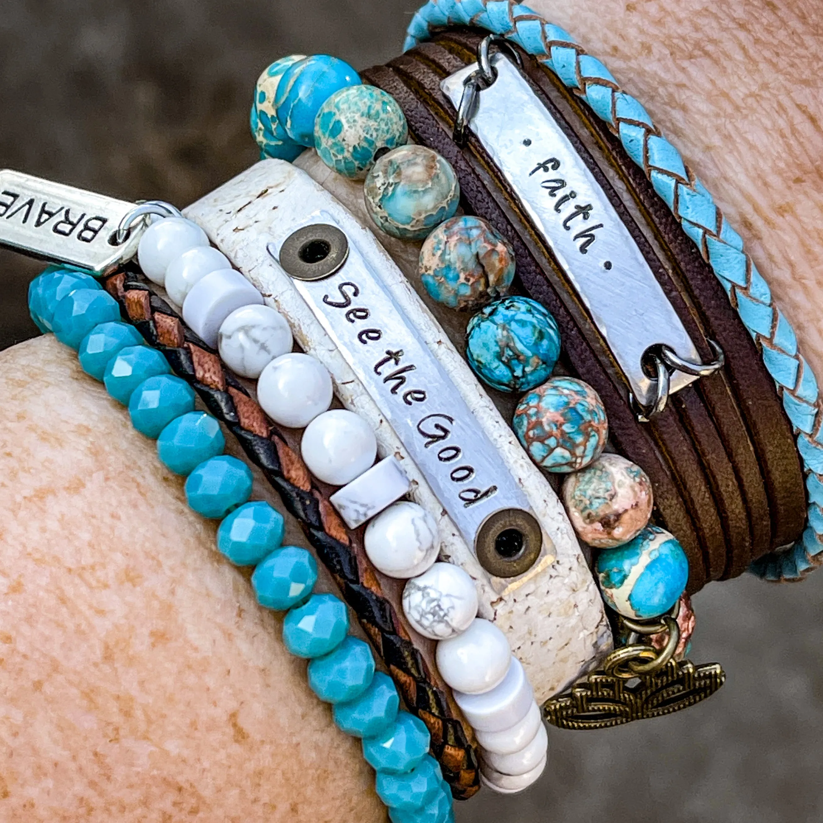 Black BE THE LIGHT Mini Leather Wrap Bracelet | Women Teens | Adjustable