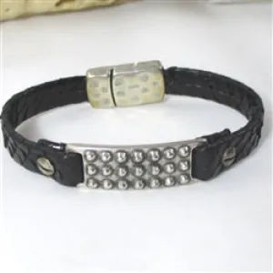 Black Leather Bracelet For A Man
