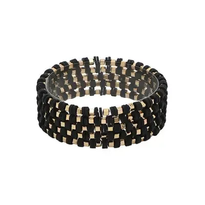 Black Square Bead Bracelet Set