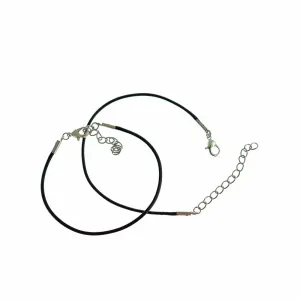 Black Wax Cord Bracelets 7" Plus Extender - 2mm - Choose Your Quantity!