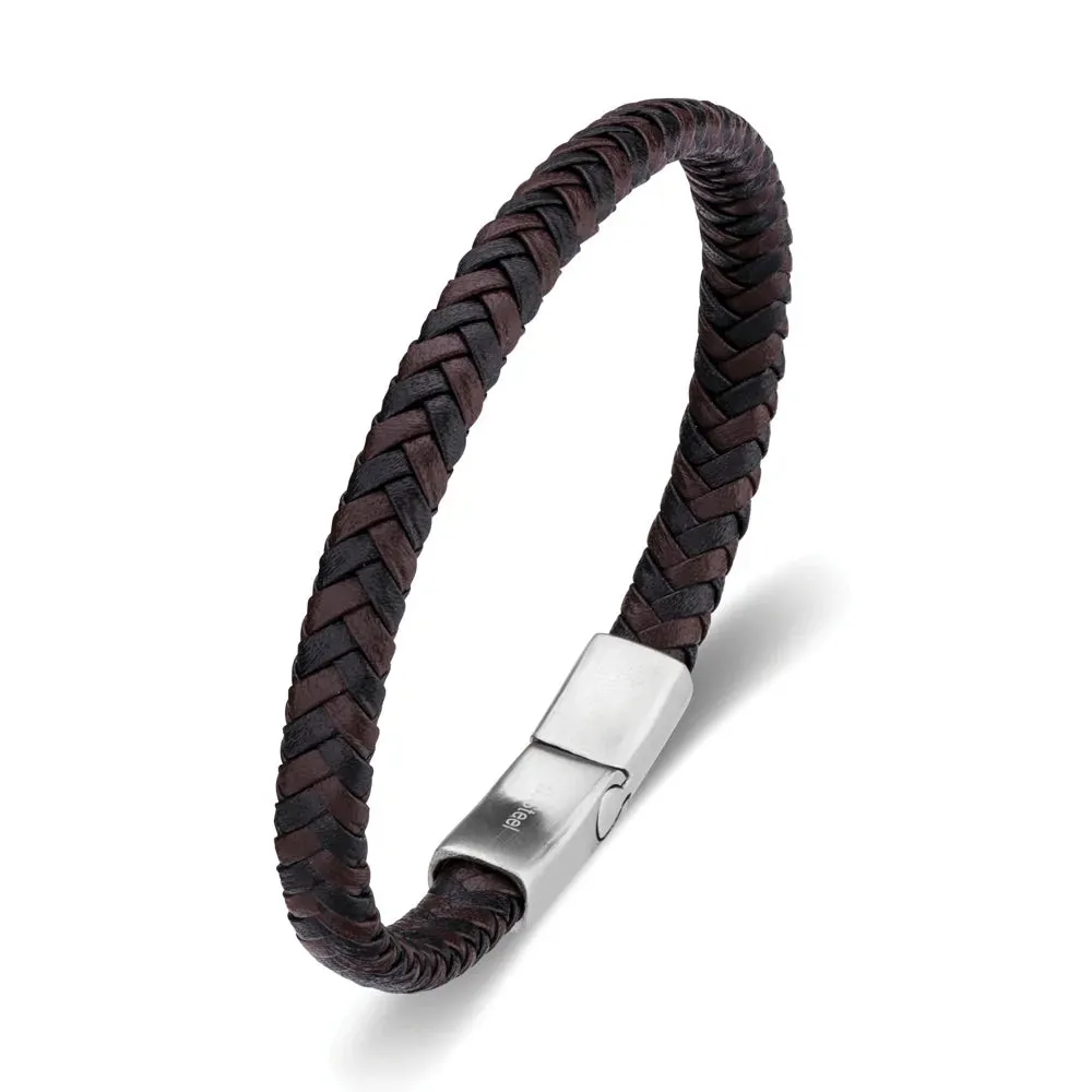 Blaze Stainless Steel Men’s Multi Leather Braid Bangle