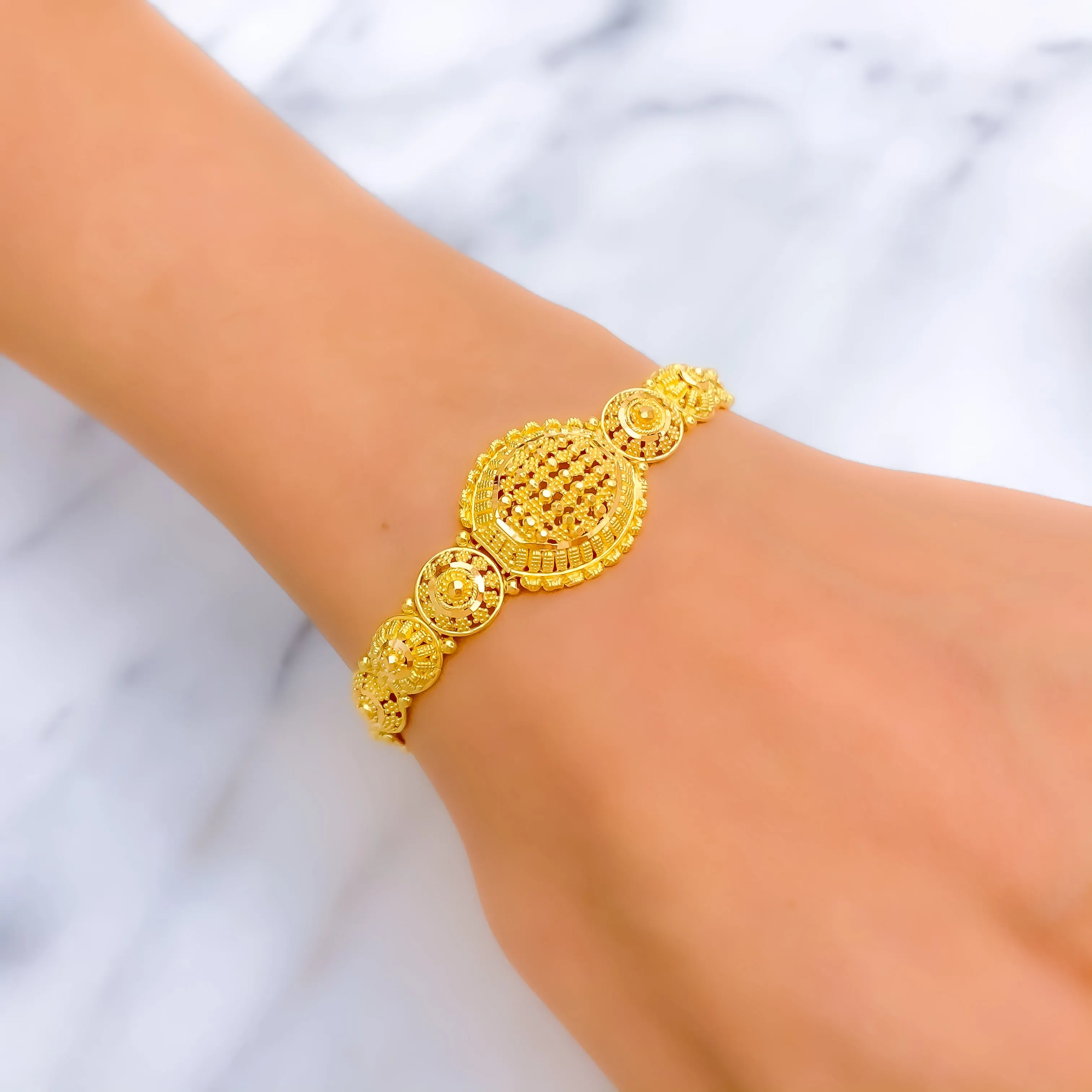 Blooming Etched 22k Gold Bracelet