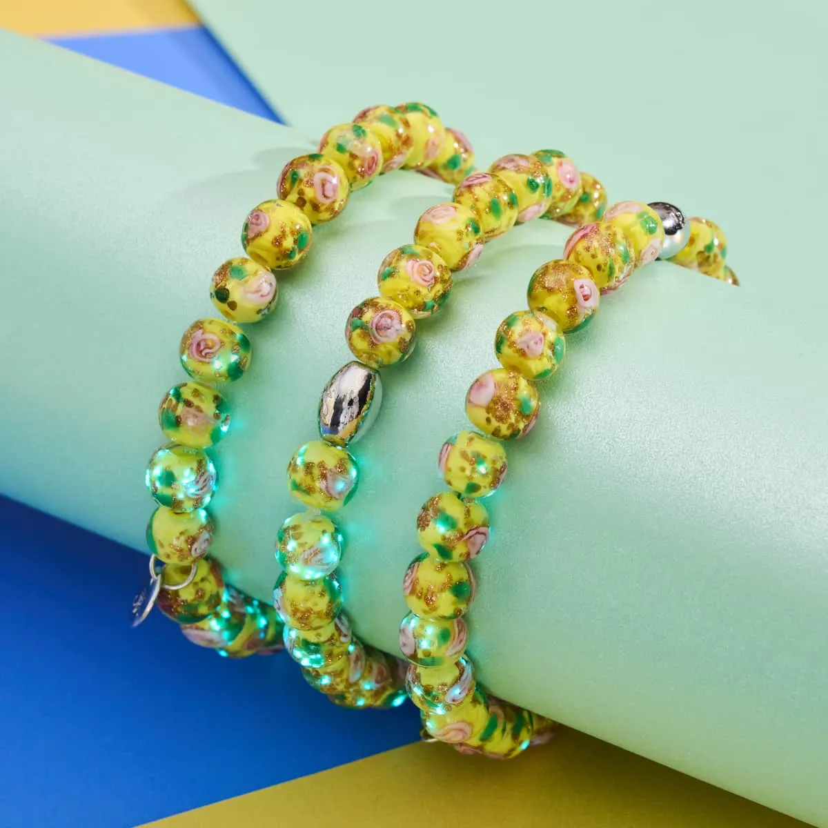 Blue Daffodil | .925 Sterling Silver | Firefly Glass Garden Bracelet