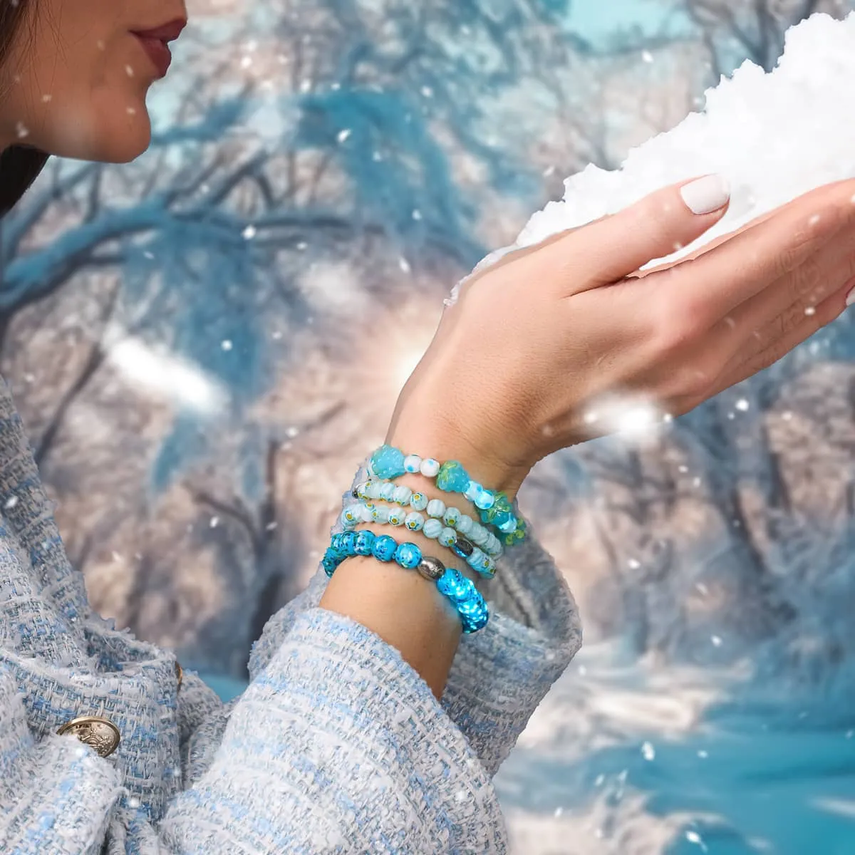 Blue Juniper | .925 Sterling Silver | Firefly Glass Bracelet