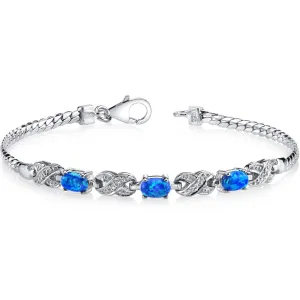 Blue Opal Eternity Bracelet Sterling Silver 3 Stone