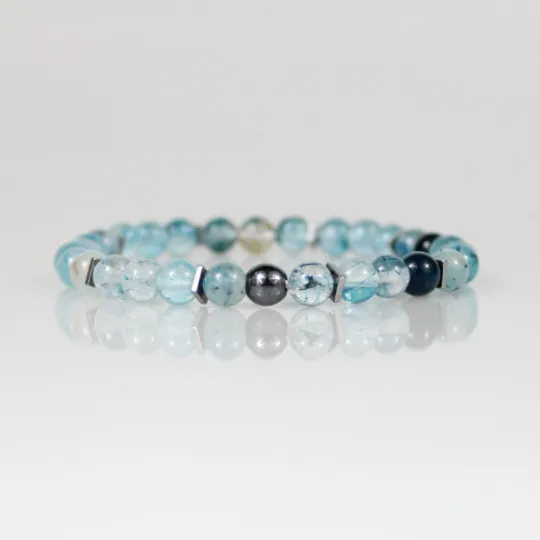Blue Rutilated Quartz Bead Bracelet Set