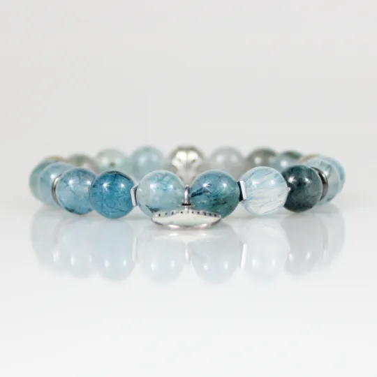Blue Rutilated Quartz Bead Bracelet Set