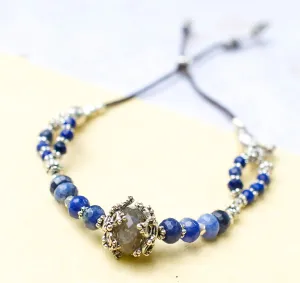 Blue Sapphire & Lapis Adjustable Bracelet