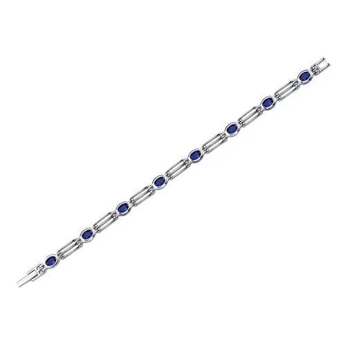 Blue Sapphire Bracelet Sterling Silver Oval Shape 3.75 Carats SB3596