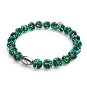 Blue Shamrock | .925 Sterling Silver | Firefly Glass Bracelet