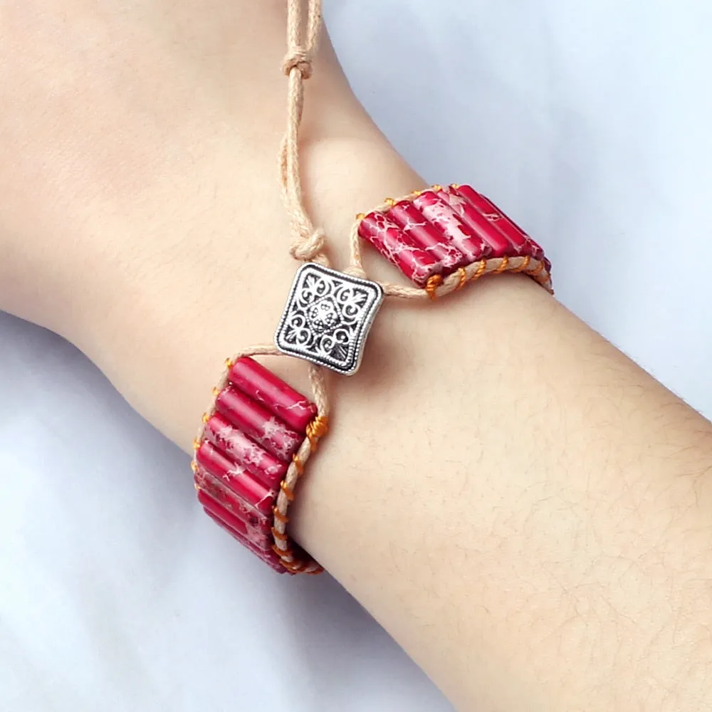 Bohemian Cylinder Emperor Stone Bracelet Vintage