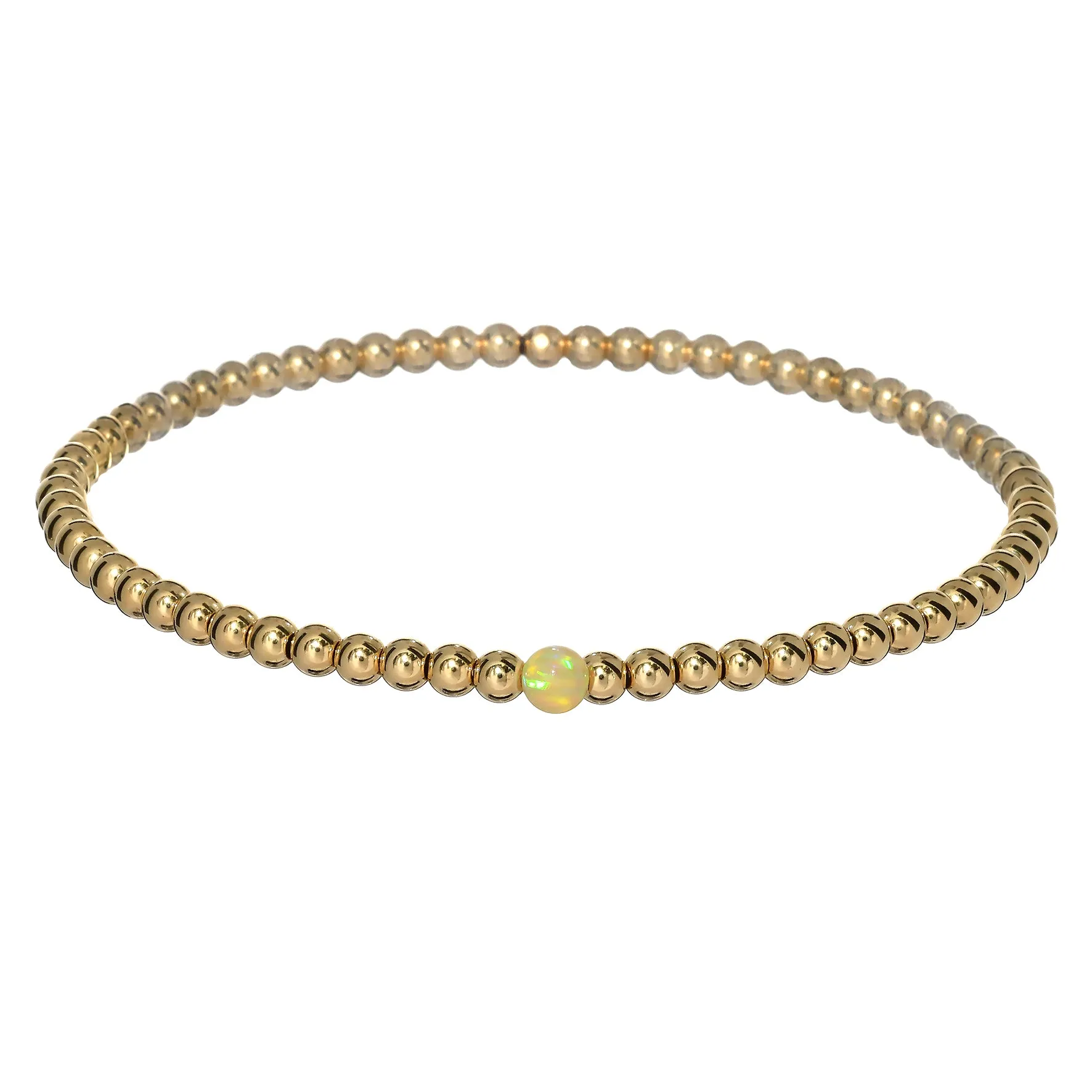 BOLITA | Opal Charm and 14K Gold Filled Beads Bracelet