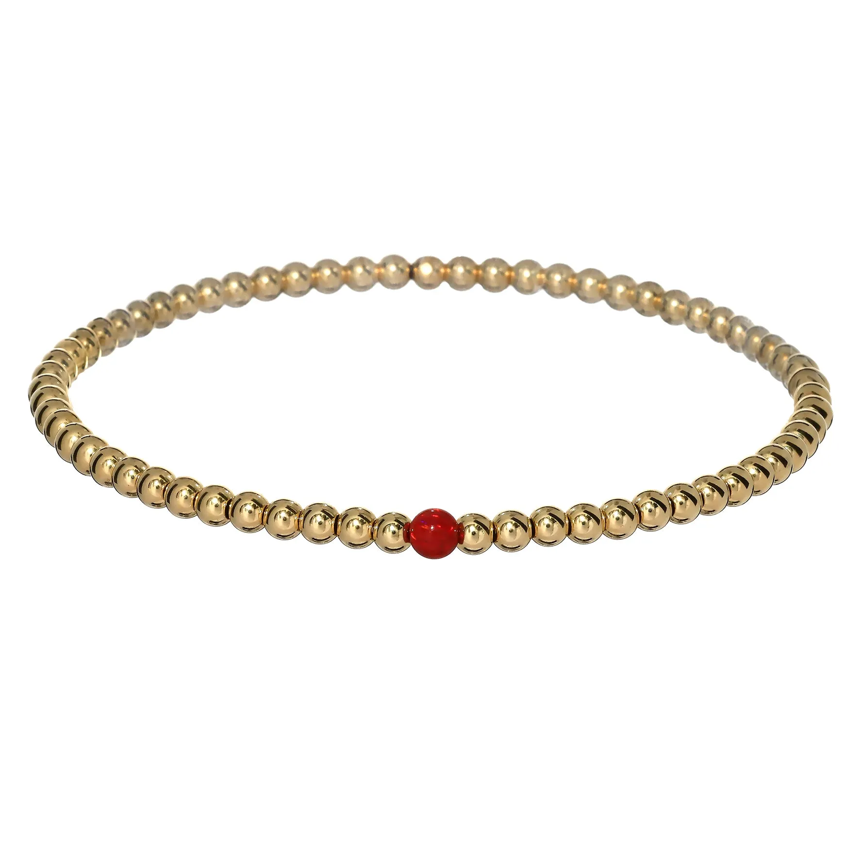 BOLITA | Opal Charm and 14K Gold Filled Beads Bracelet