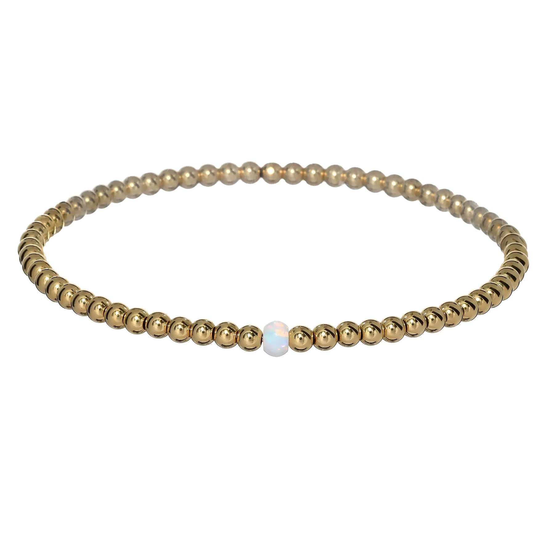 BOLITA | Opal Charm and 14K Gold Filled Beads Bracelet
