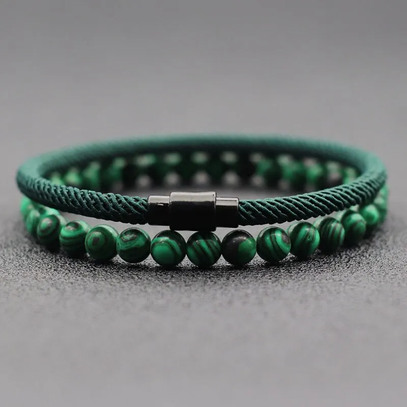 Bracelet 6mm Natural Lava Tiger Eyes Stone Bracelet