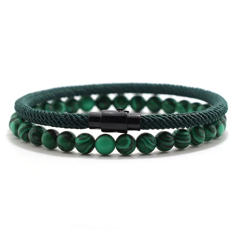 Bracelet 6mm Natural Lava Tiger Eyes Stone Bracelet