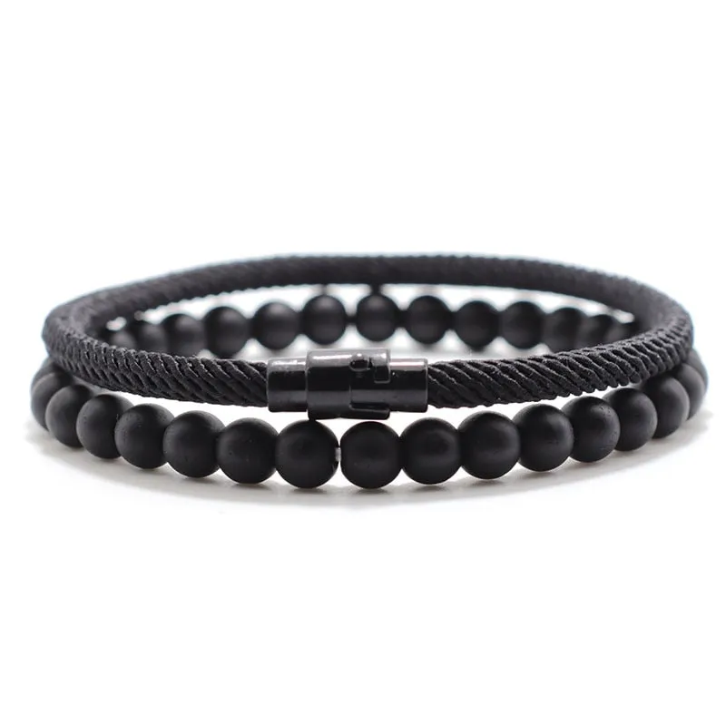 Bracelet 6mm Natural Lava Tiger Eyes Stone Bracelet