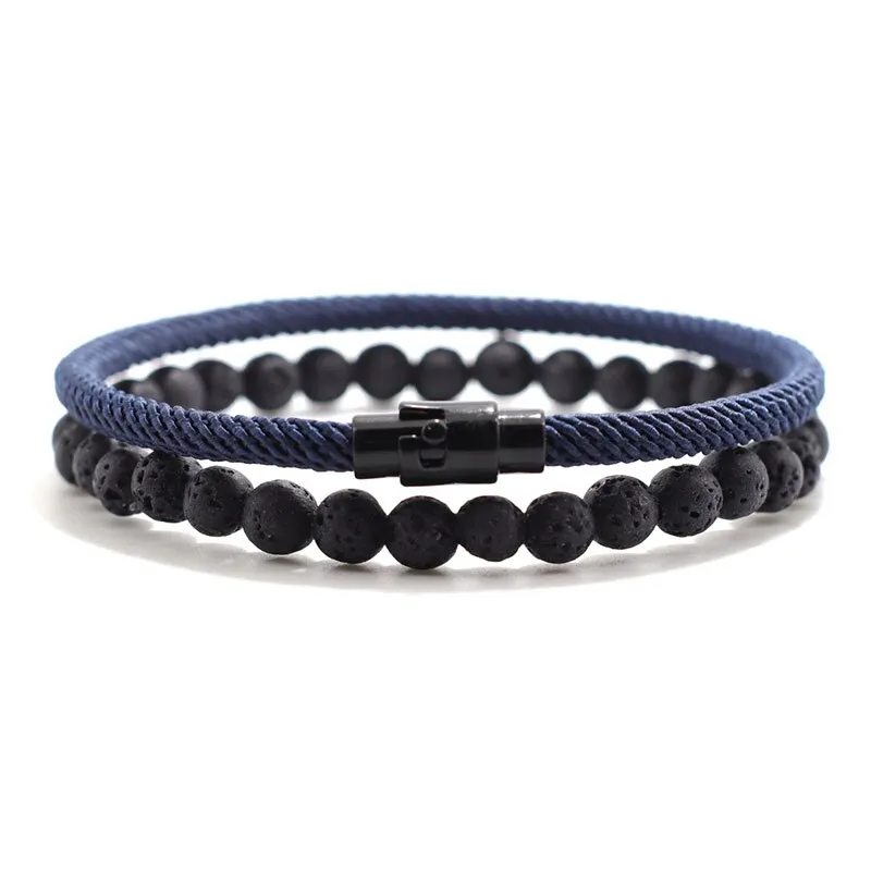 Bracelet 6mm Natural Lava Tiger Eyes Stone Bracelet