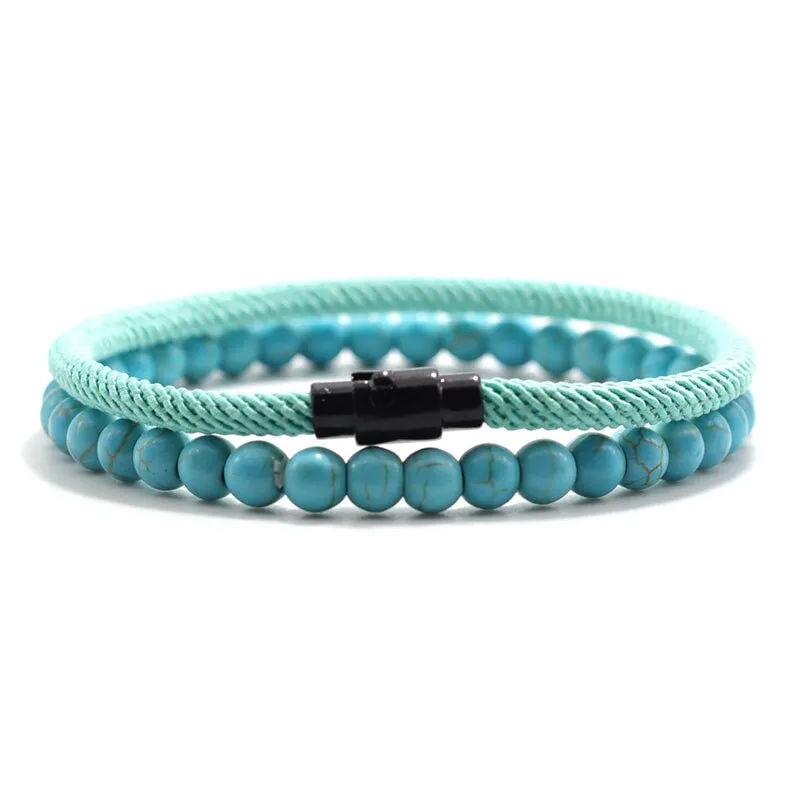Bracelet 6mm Natural Lava Tiger Eyes Stone Bracelet