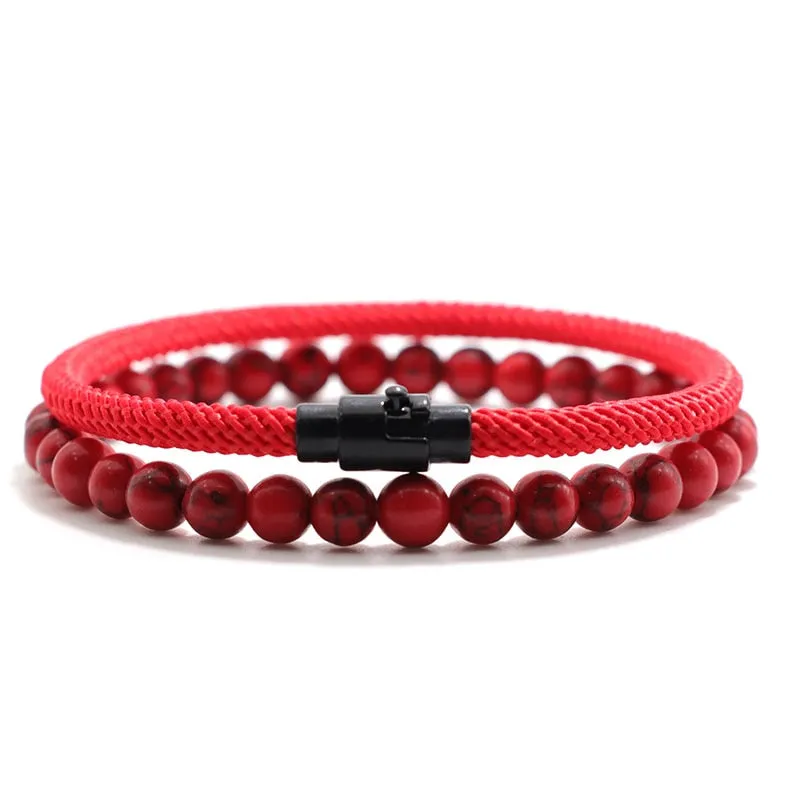 Bracelet 6mm Natural Lava Tiger Eyes Stone Bracelet