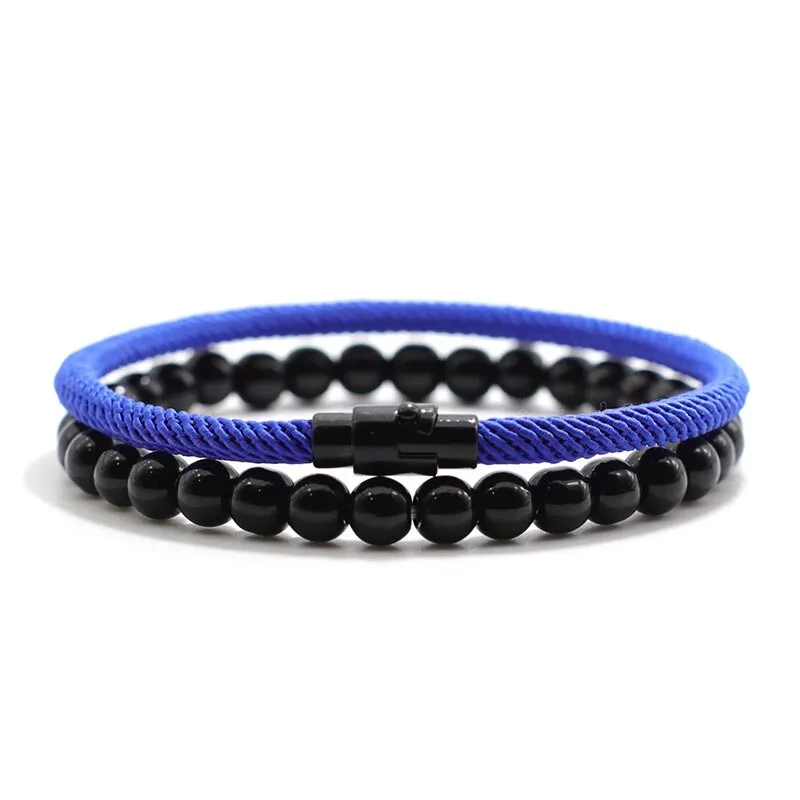 Bracelet 6mm Natural Lava Tiger Eyes Stone Bracelet
