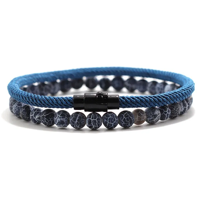 Bracelet 6mm Natural Lava Tiger Eyes Stone Bracelet