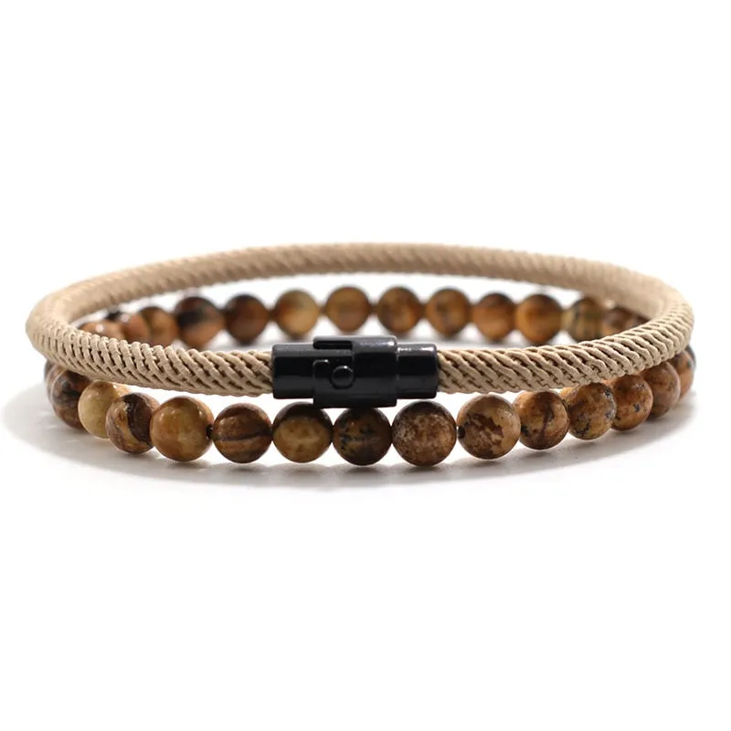 Bracelet 6mm Natural Lava Tiger Eyes Stone Bracelet