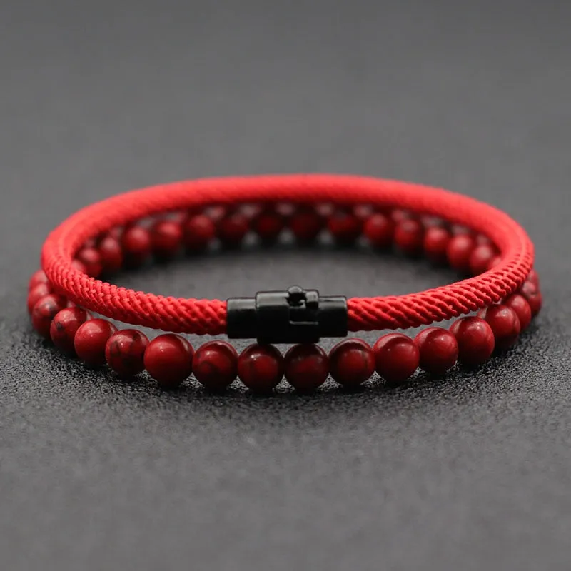 Bracelet 6mm Natural Lava Tiger Eyes Stone Bracelet