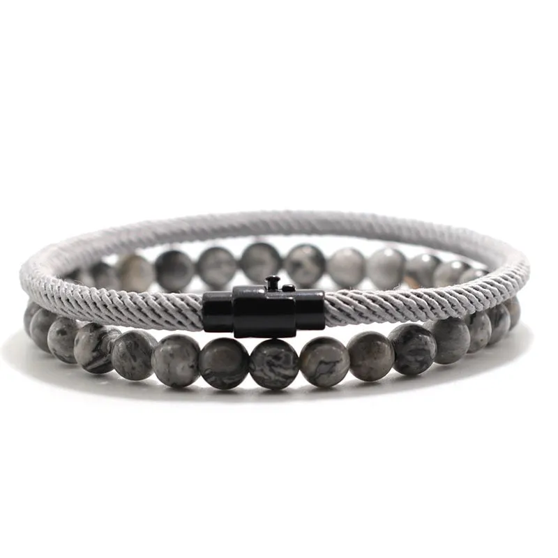 Bracelet 6mm Natural Lava Tiger Eyes Stone Bracelet