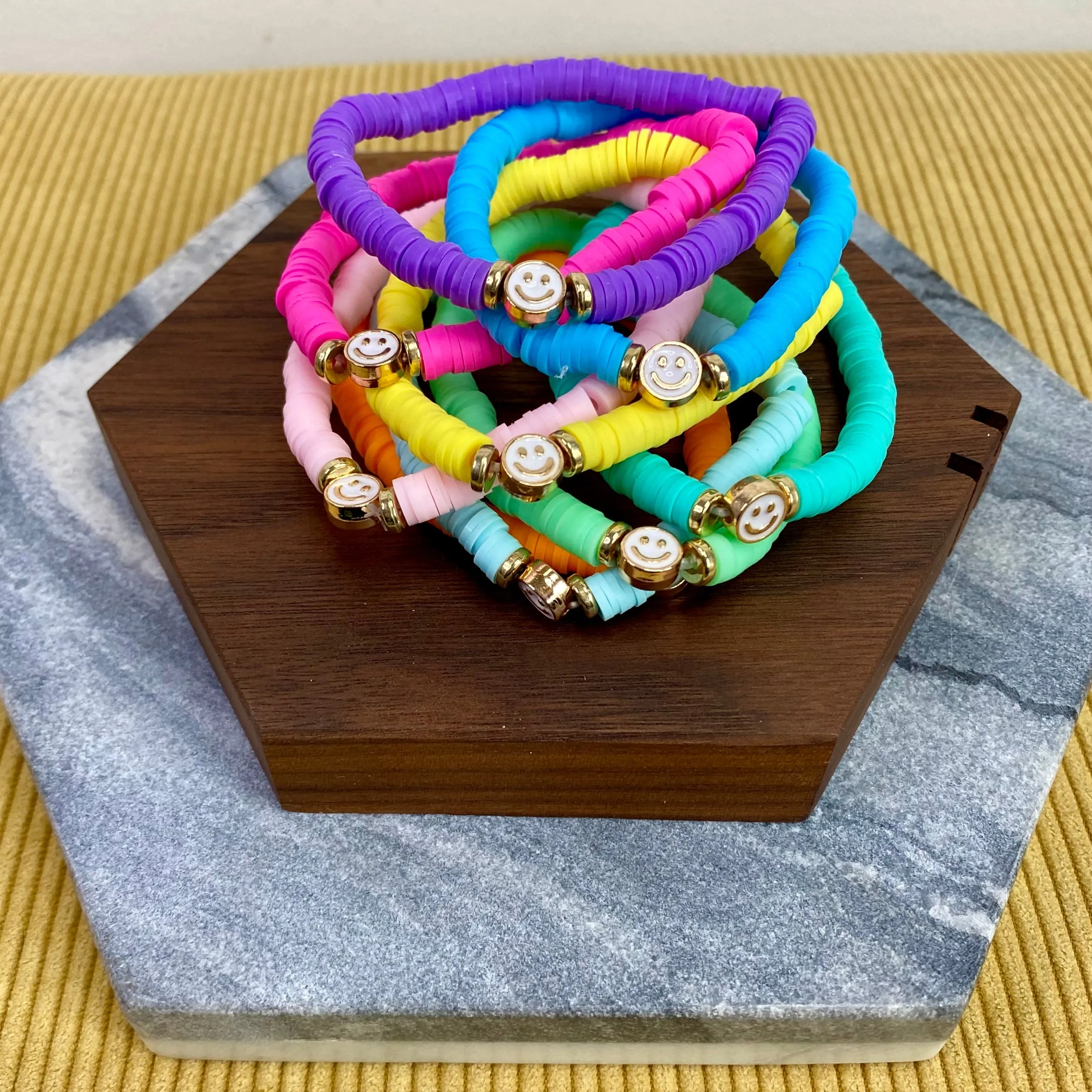 Bracelet - Clay   Bead - Smiley