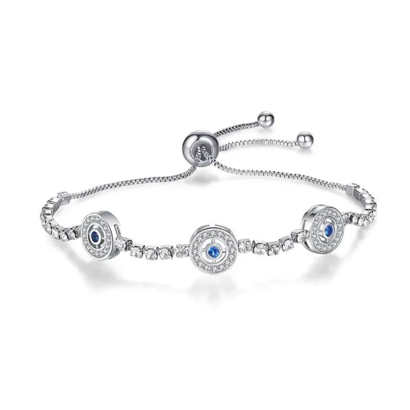 Bracelets For Women 925 Silver Evil Eye Zircon Bracelets Classic Anniversary Birthday Jewelry Gift Adjustable