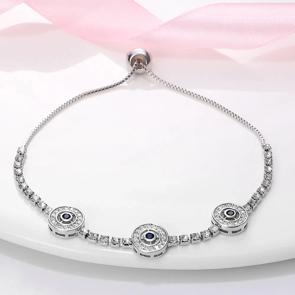Bracelets For Women 925 Silver Evil Eye Zircon Bracelets Classic Anniversary Birthday Jewelry Gift Adjustable