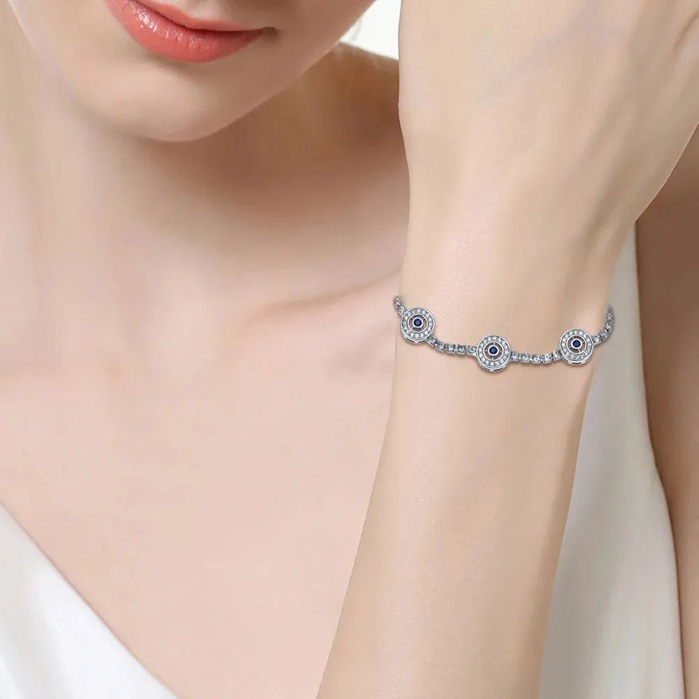 Bracelets For Women 925 Silver Evil Eye Zircon Bracelets Classic Anniversary Birthday Jewelry Gift Adjustable