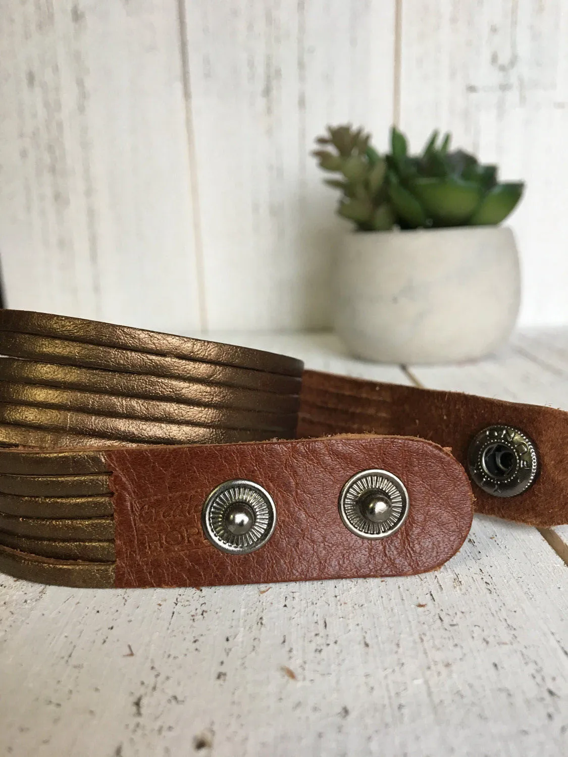 BRONZE | 4 Phrases | Bronze Angel Wing | Double Leather Wrap Bracelet | Adjustable
