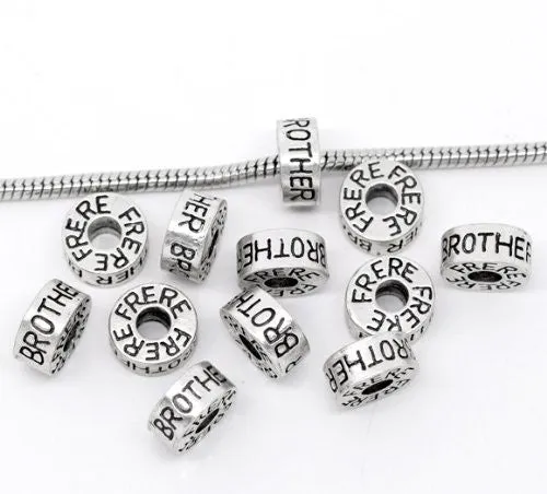Brother Spacer European Bead Compatible for Most European Snake Chain Bracelet