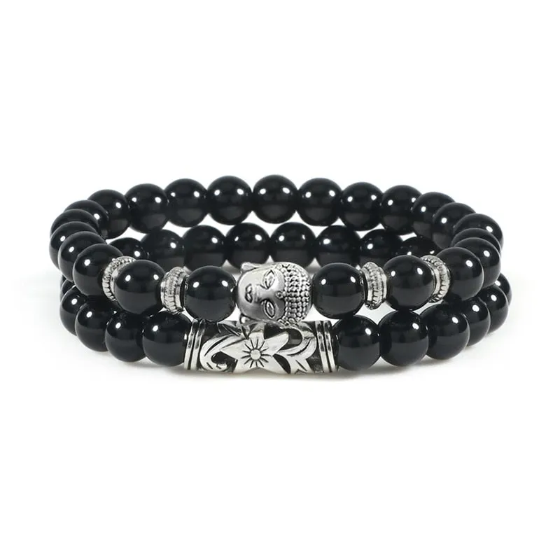 Buddha Head Bracelet for Women Men Natural Tiger Eye