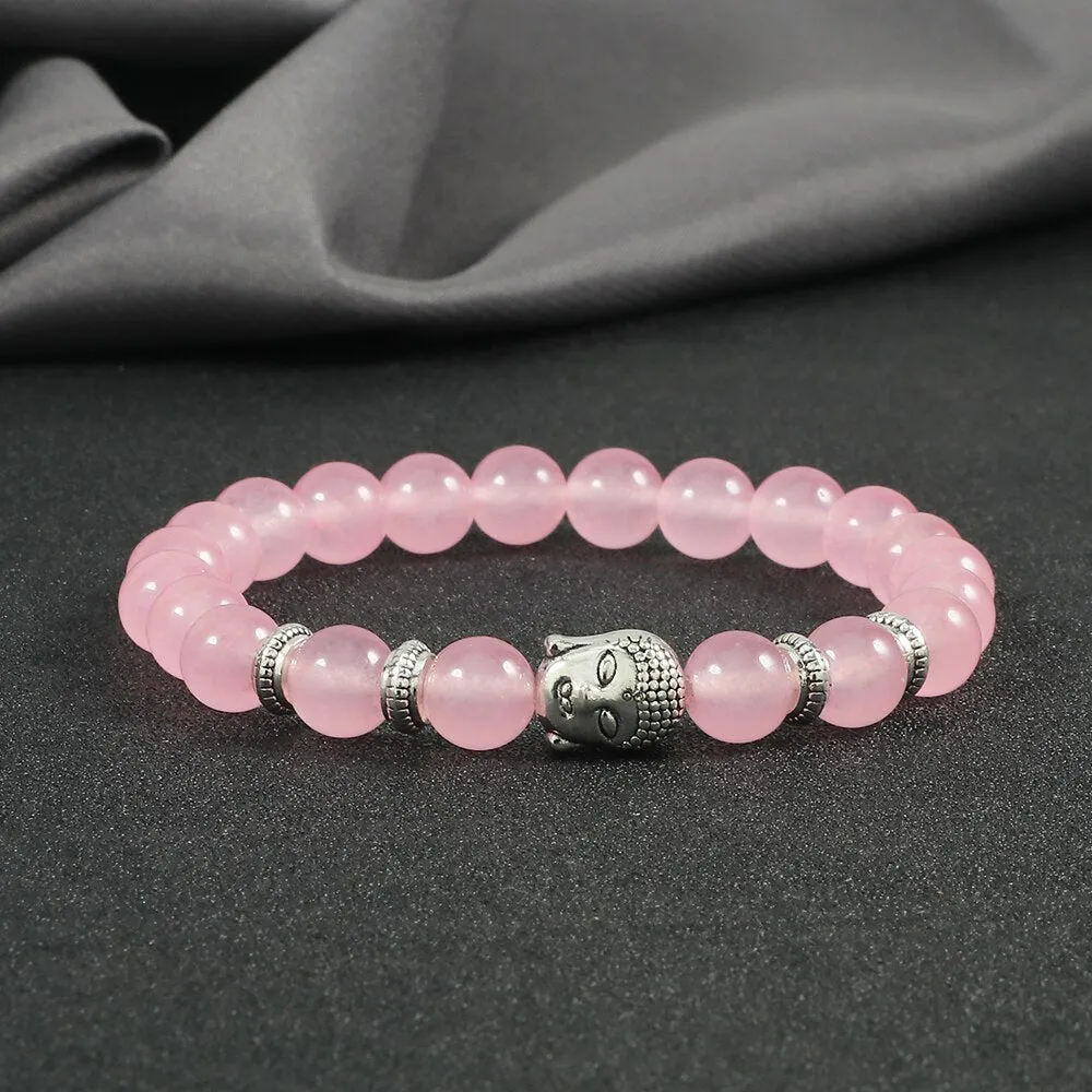 Buddha Head Bracelet Natural Onyx Lava Beads Bangle