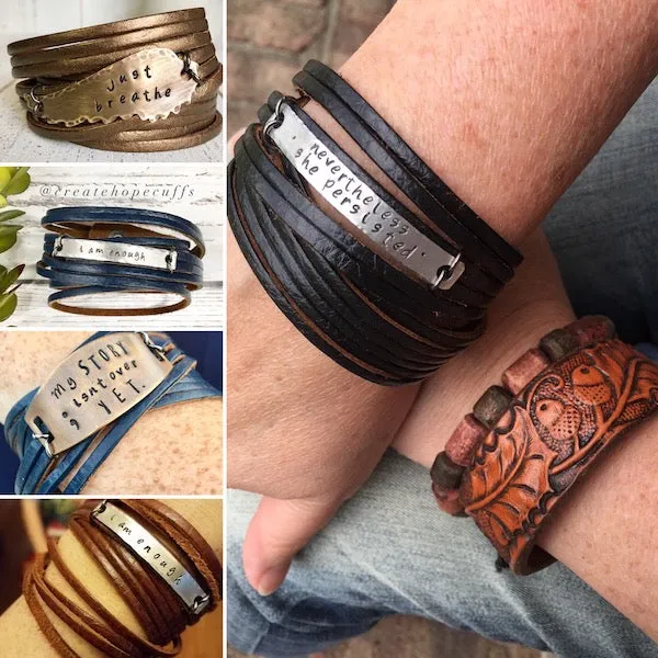 Build-A-WRAP Bracelet | Personalized | Double Wrap Leather | Womens | Adjustable